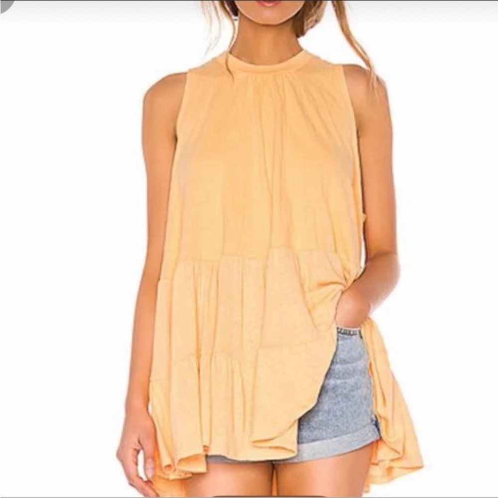Free Prople Sleeveless Orange Right On Time Tie Back Tunic Top XS